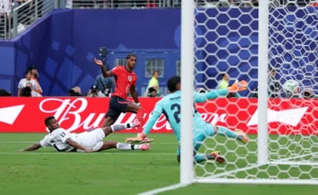 Marcus Rashford shoots into the side-netting