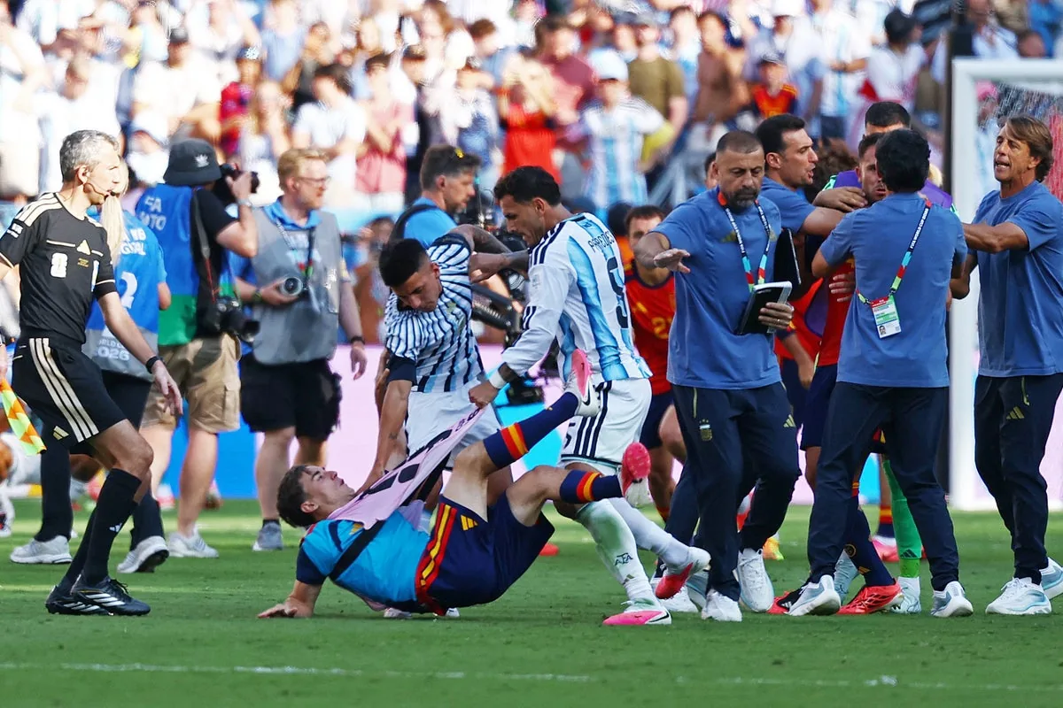 'Disgusting behaviour' - Argentina players involved in post-match brawl with Spain
