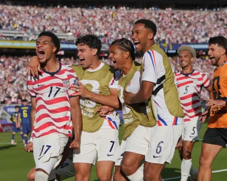Malik Tillman celebrates his goal against Bosnia and Herzegovina